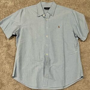Ralph Lauren Blue Casual Button Down Shirt Short Sleeve